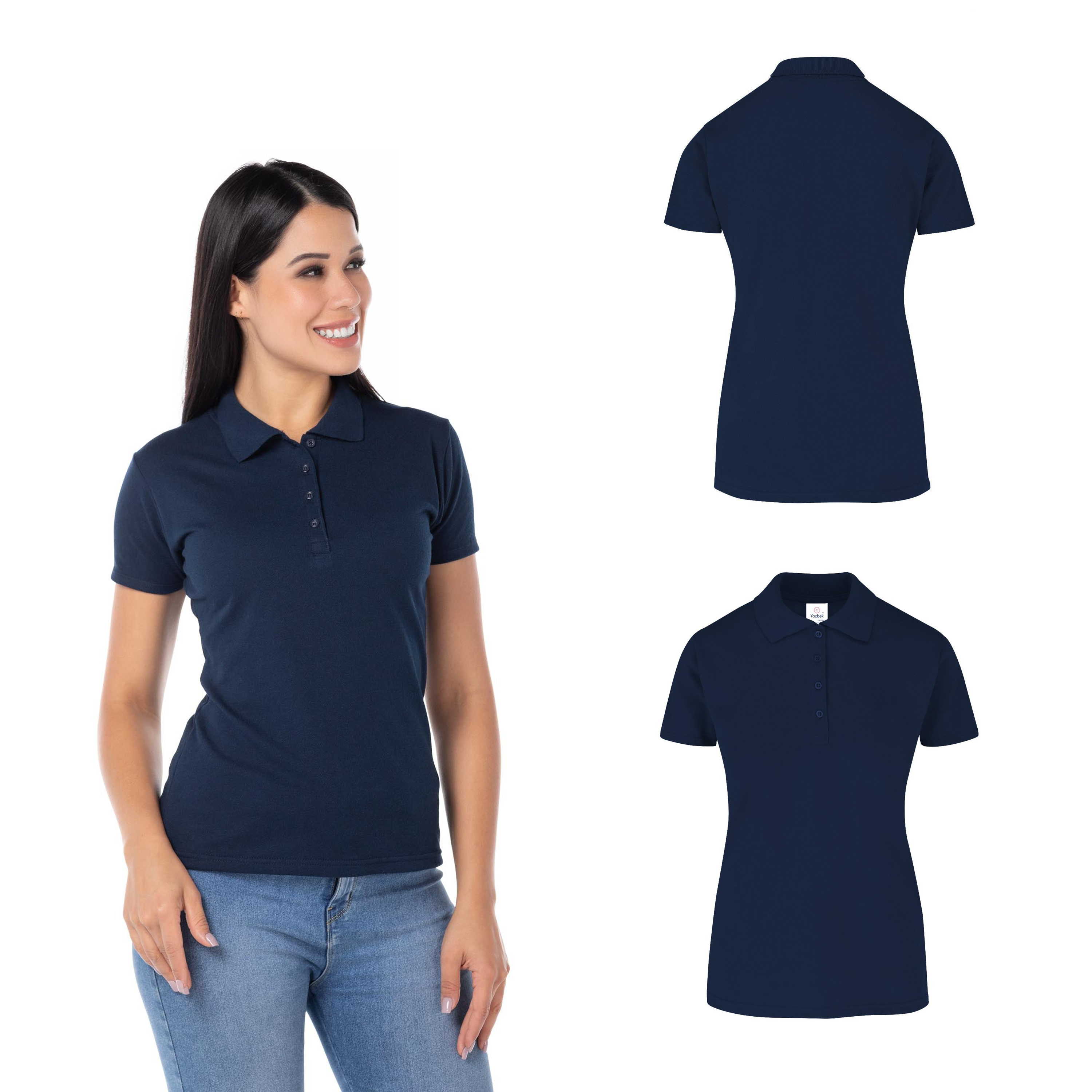 Foto 3 pulgar | Playera Tipo Polo Piqué Con Silueta · 50% Algodón 50% Poliéster Color Marino pra Dama