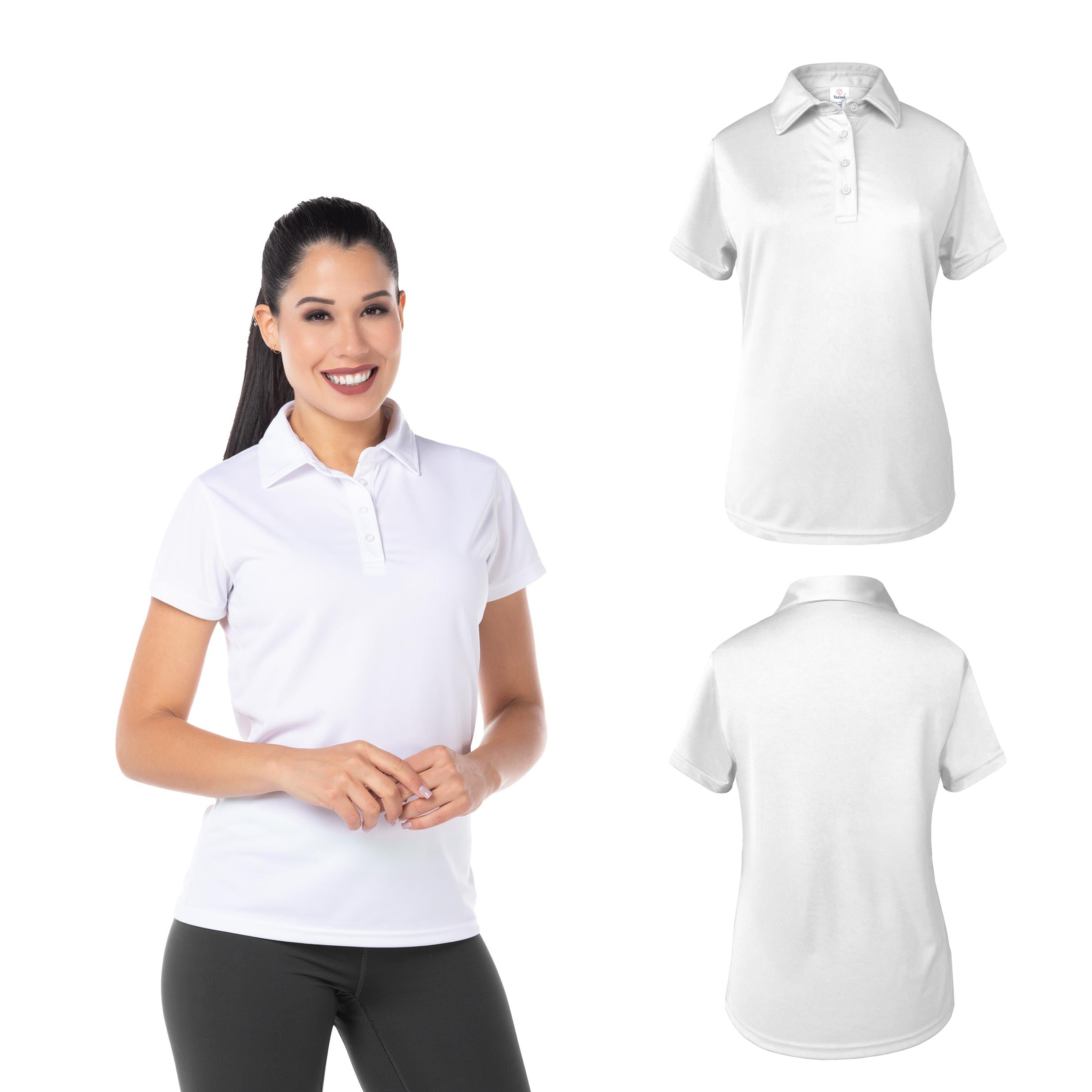 Foto 3 pulgar | Playera Tipo Polo Blanca 100% Poliéster para Dama