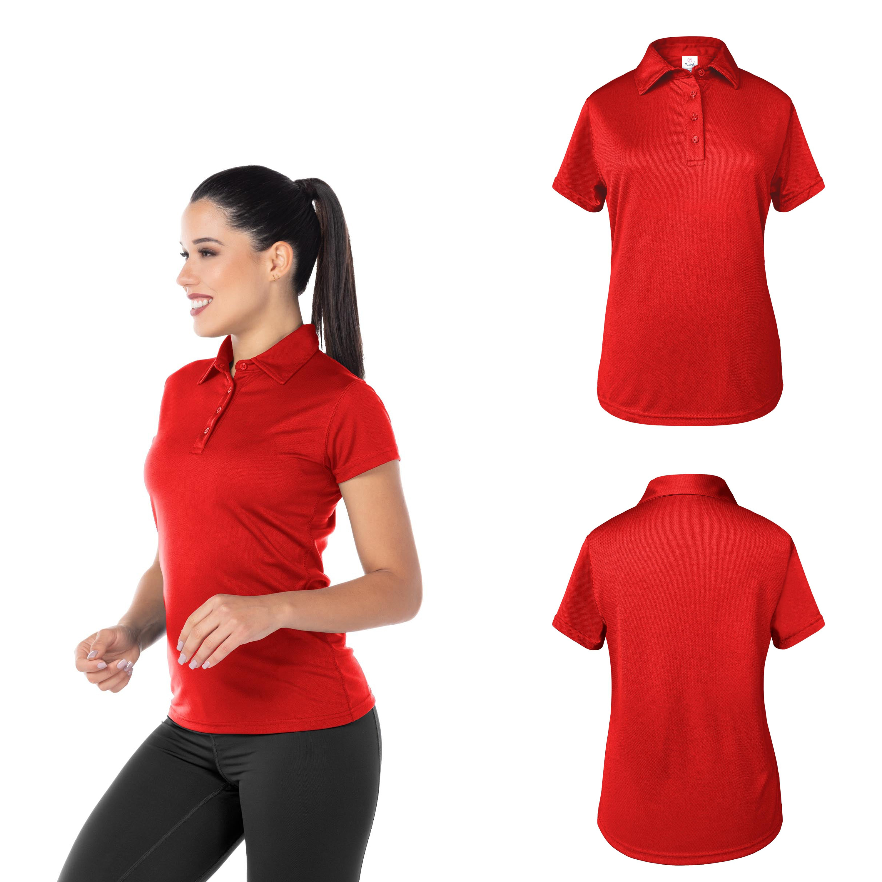 Foto 2 | Playera Tipo Polo Yazbek Roja 100% Poliéster para Dama