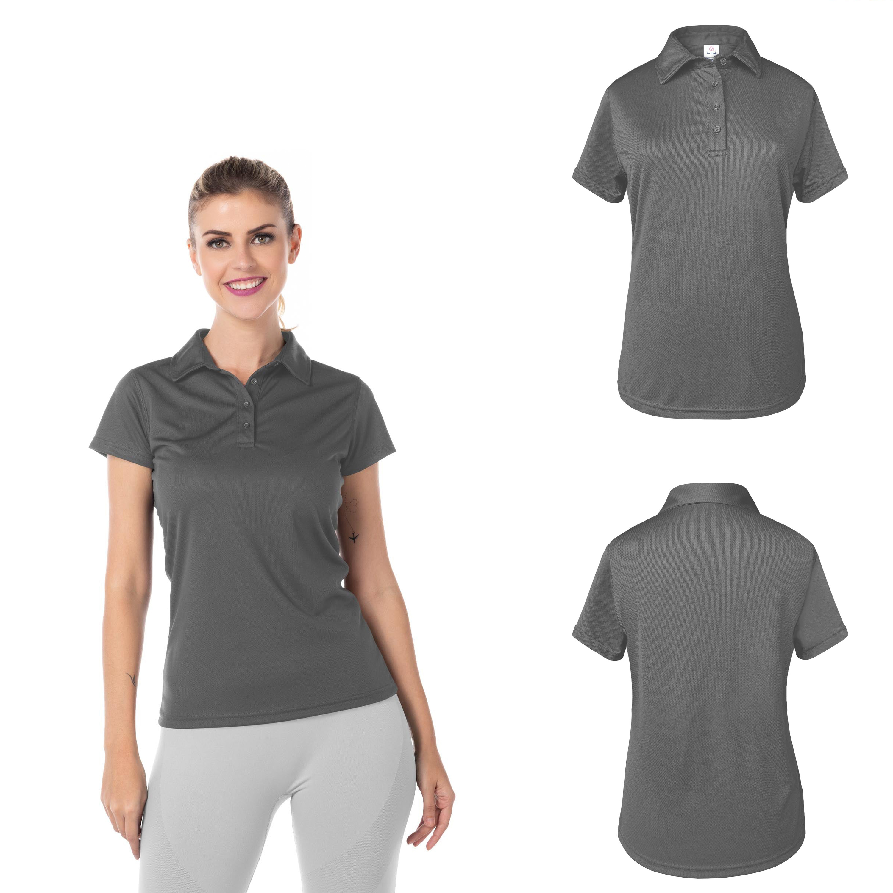 Foto 3 pulgar | Playera Tipo Polo Yazbek Gris 100% Poliéster para Dama
