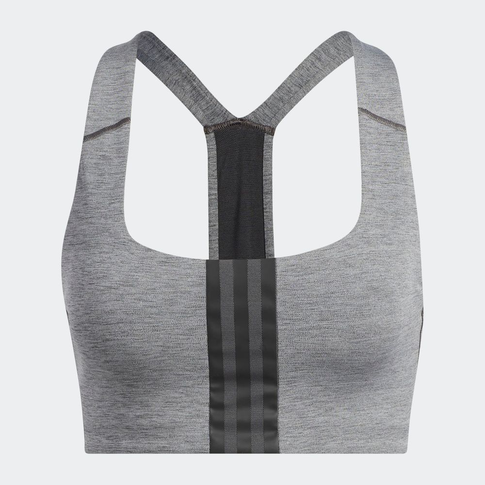 Foto 3 | Top Deportivo Powerimpact Training Soporte Medio Adidas Gris para Mujer
