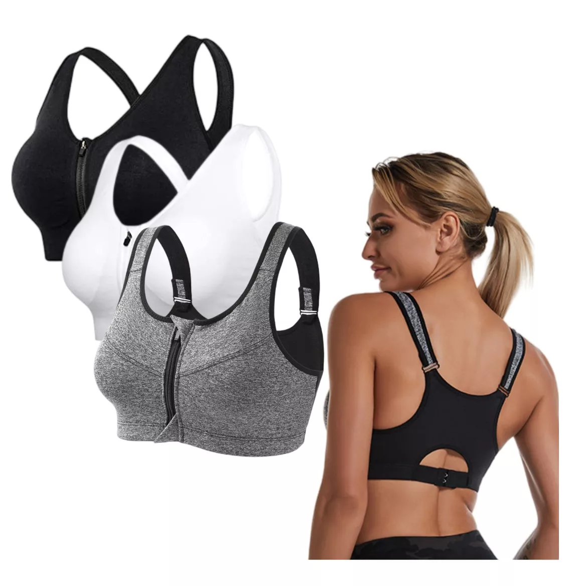 Foto 5 pulgar | Ropa De Top Sujetador Deportivo De Mujer Fitness Cierre 3 Pcs Talla M