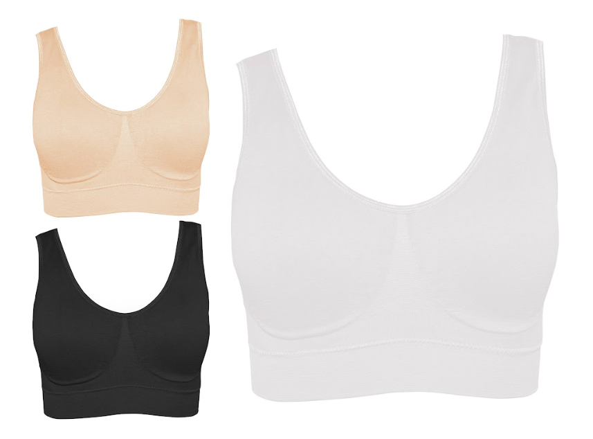 Foto 1 | Top Deportivo Para Mujer | Brasier Para Ejercicio De Dama | Paquete De 3 Tops Colores Beige, Blanco Y Negro