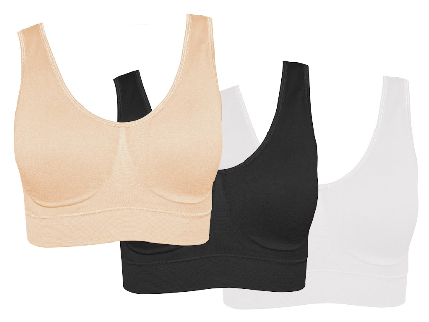 Foto 2 | Top Deportivo Para Mujer | Brasier Para Ejercicio De Dama | Paquete De 3 Tops Colores Beige, Blanco Y Negro