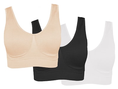 Foto 2 | Top Deportivo Para Mujer | Brasier Para Ejercicio De Dama | Paquete De 3 Tops Colores Beige, Blanco Y Negro