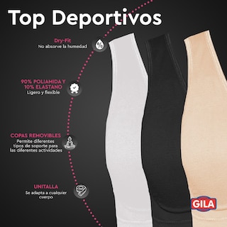 Foto 3 | Top Deportivo Para Mujer | Brasier Para Ejercicio De Dama | Paquete De 3 Tops Colores Beige, Blanco Y Negro