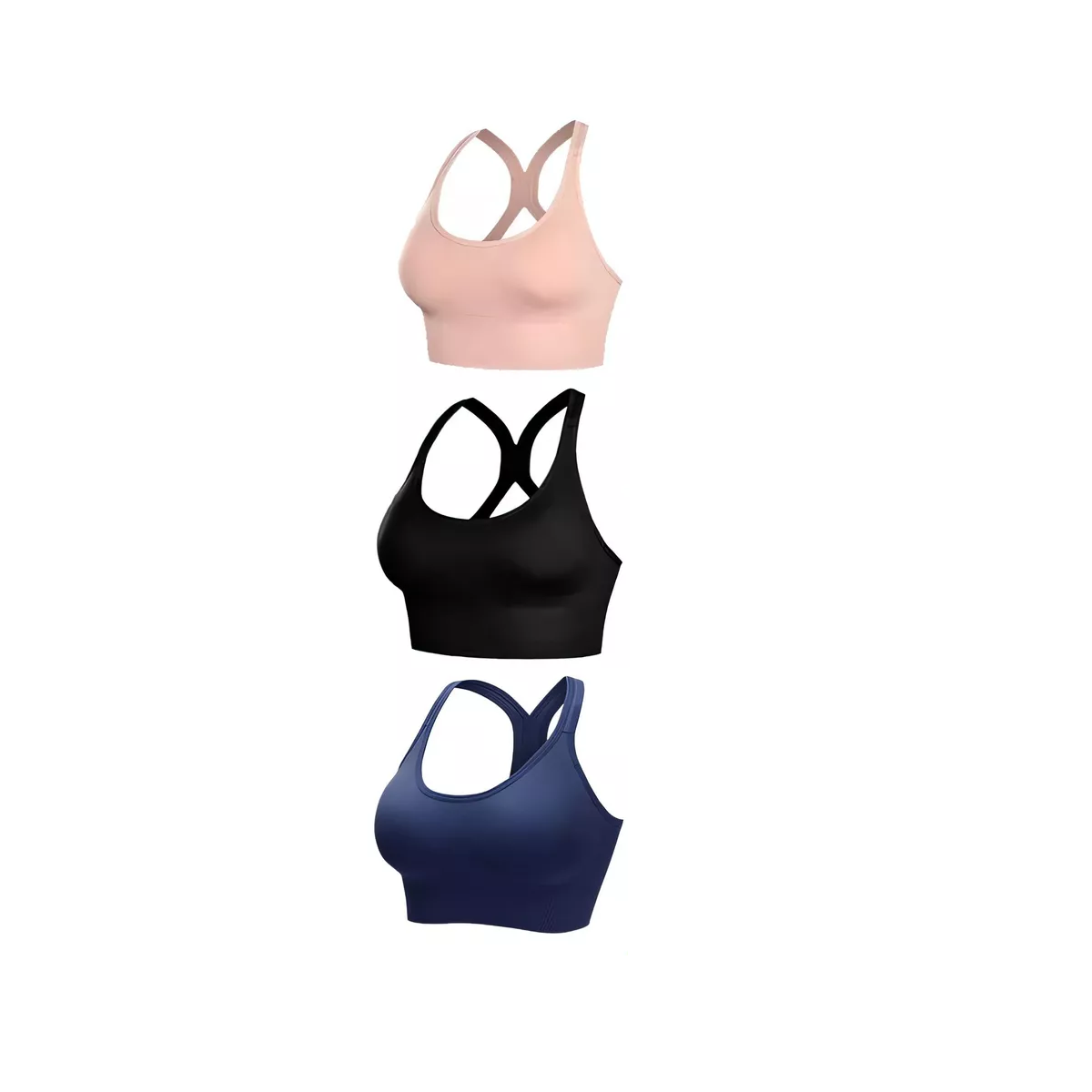 Foto 2 pulgar | Crop Top Deportivo Push Up Eo Safe Imports Esi-17789 Multicolor 3 Piezas