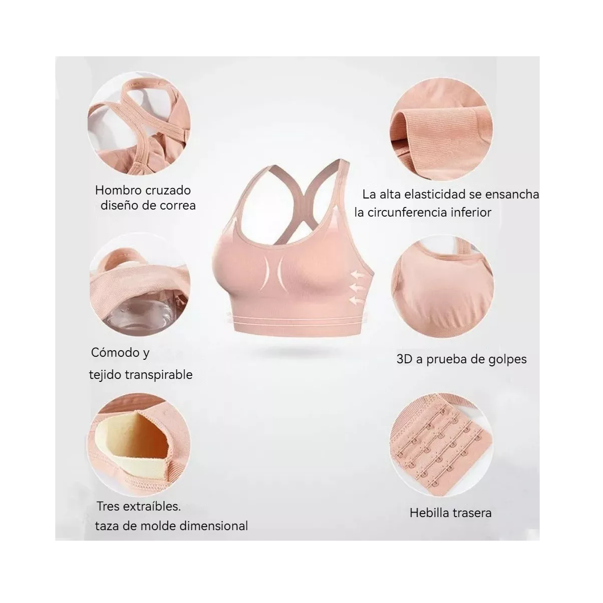 Foto 4 pulgar | Crop Top Deportivo Push Up Eo Safe Imports Esi-17789 Multicolor 3 Piezas