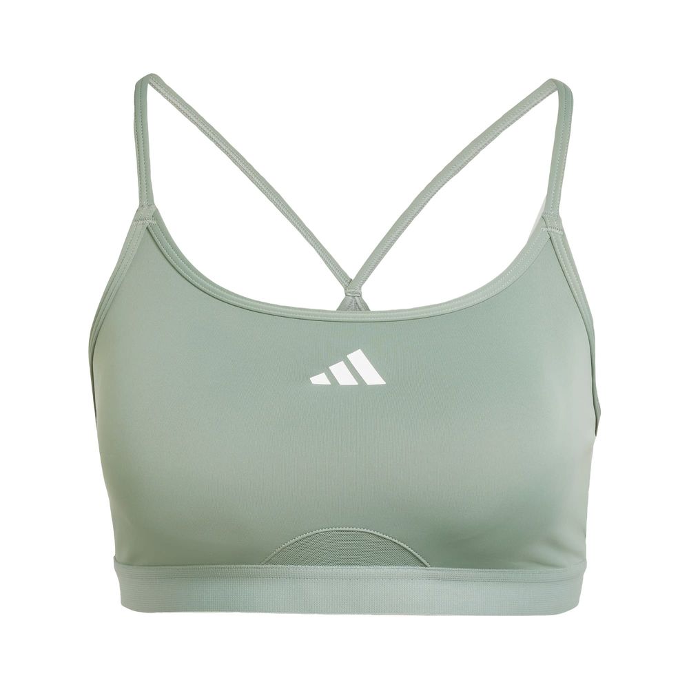 Top Deportivo De Entrenamiento Aeroreact 3 Franjas Adidas Verde Mujer