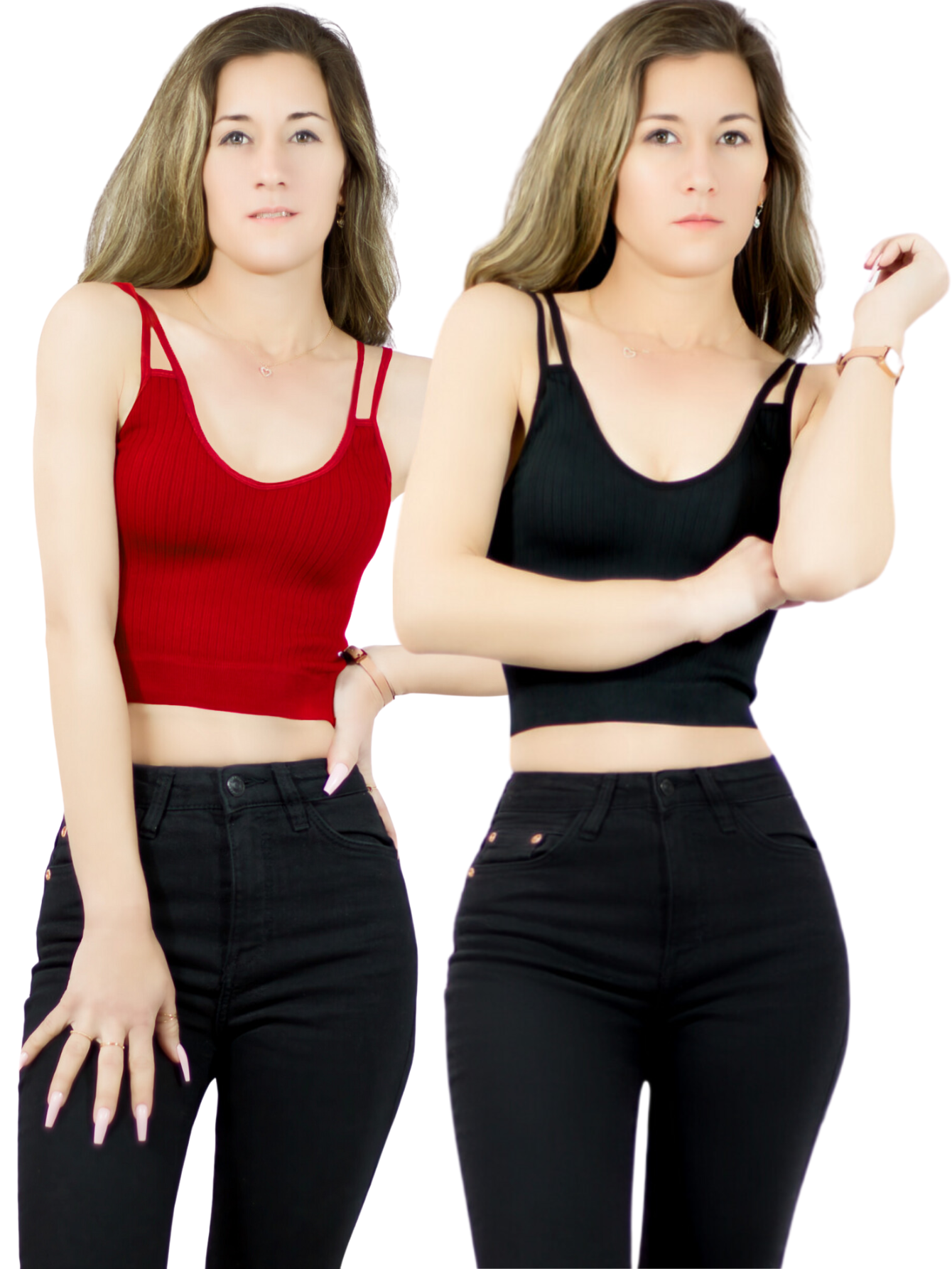 Ser De 2 Top Deportivos De Mujer Top-1015 2 Colores Blusa Croptop De Tirantes