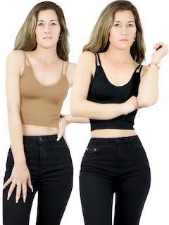 Foto 1 | Ser De 2 Top Deportivos De Mujer Top-1015 2 Colores Blusa Croptop De Tirantes