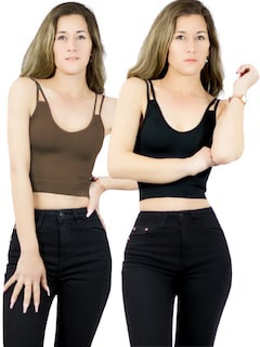Foto 1 | Ser De 2 Top Deportivos De Mujer Top-1015 2 Colores Blusa Croptop De Tirantes