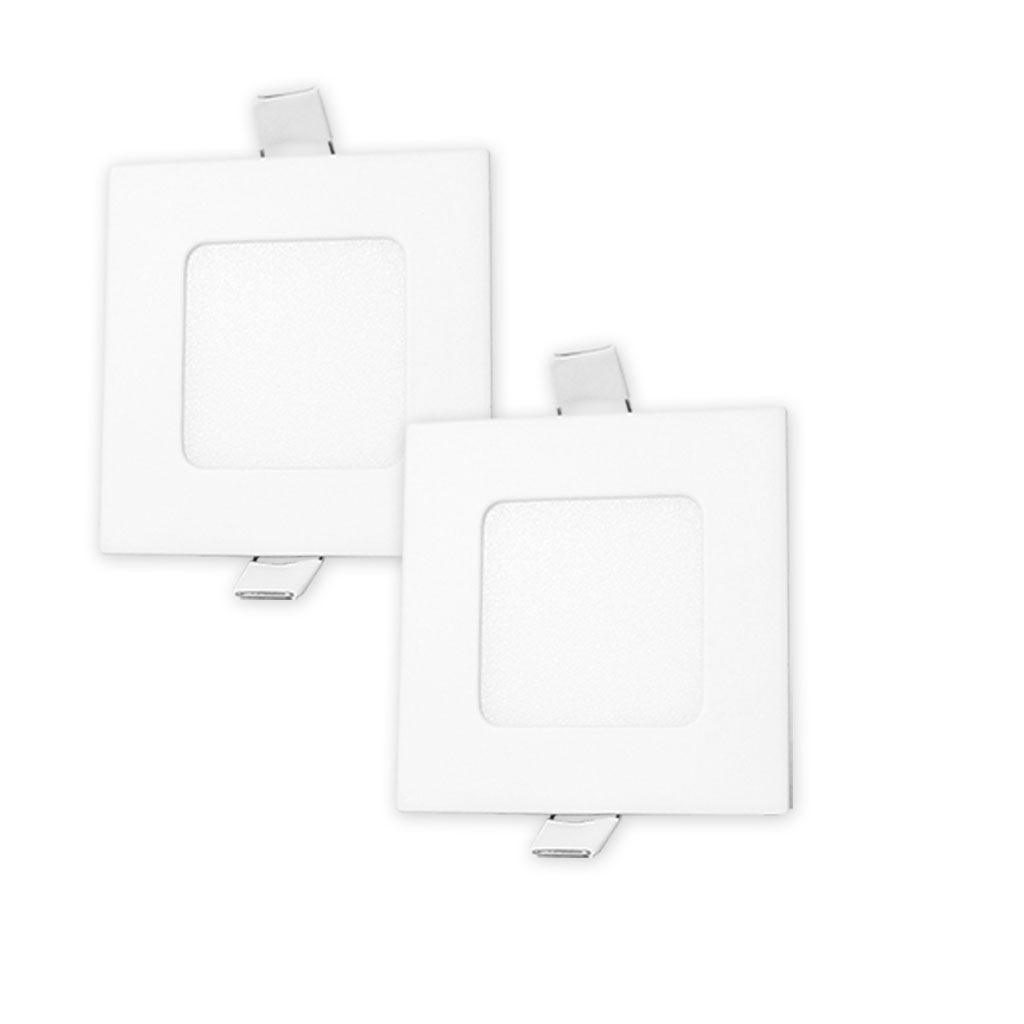 Paquete de 2 Plafones Led JWJ JLPC-3B de 3 W Empotrables de Forma Cuadrada