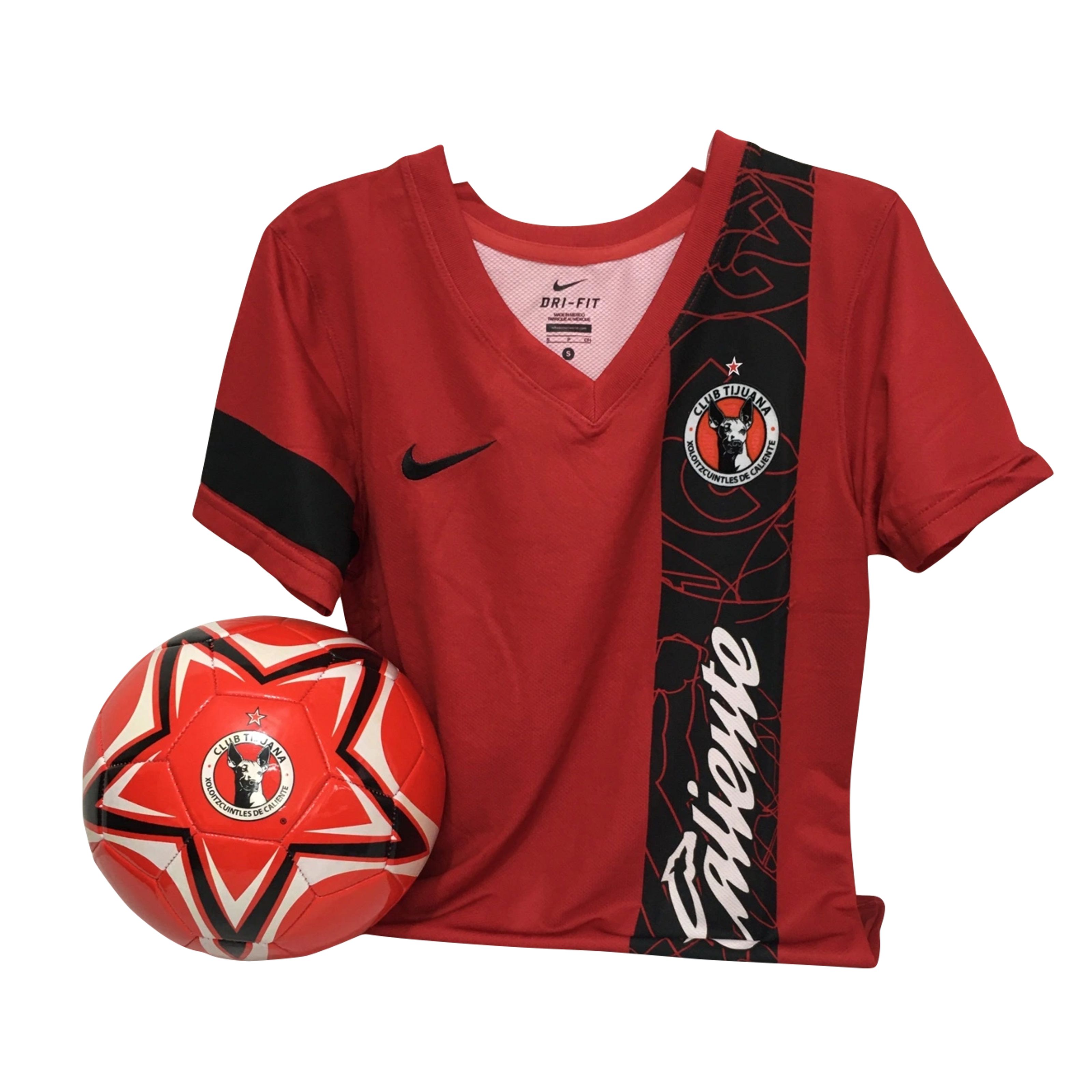 Foto 2 pulgar | Kit Deportivo Nike color Rojo Playera y Balón Club Xolos Tijuana para Dama