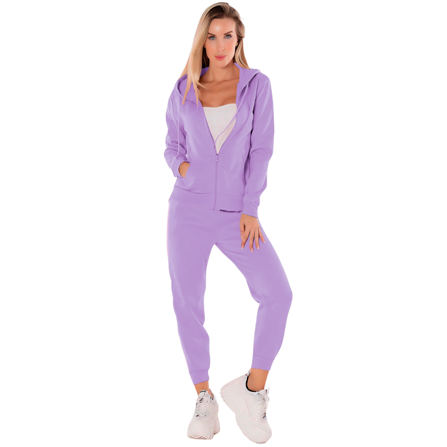 Foto 2 pulgar | Conjunto Pants Y Sudadera Conj-07 Térmico Lila