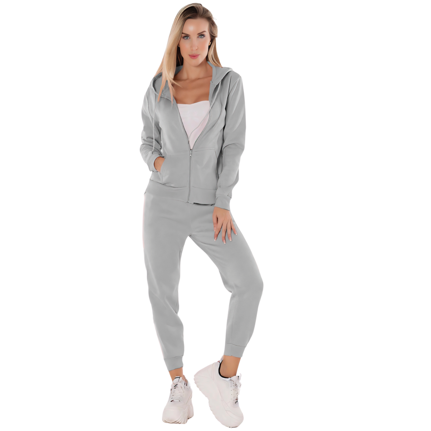Foto 2 pulgar | Conjunto Pants Y Sudadera Conj-07  Térmico Gris Claro