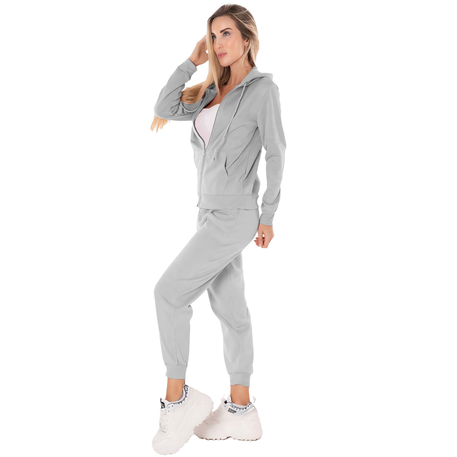 Foto 3 pulgar | Conjunto Pants Y Sudadera Conj-07  Térmico Gris Claro