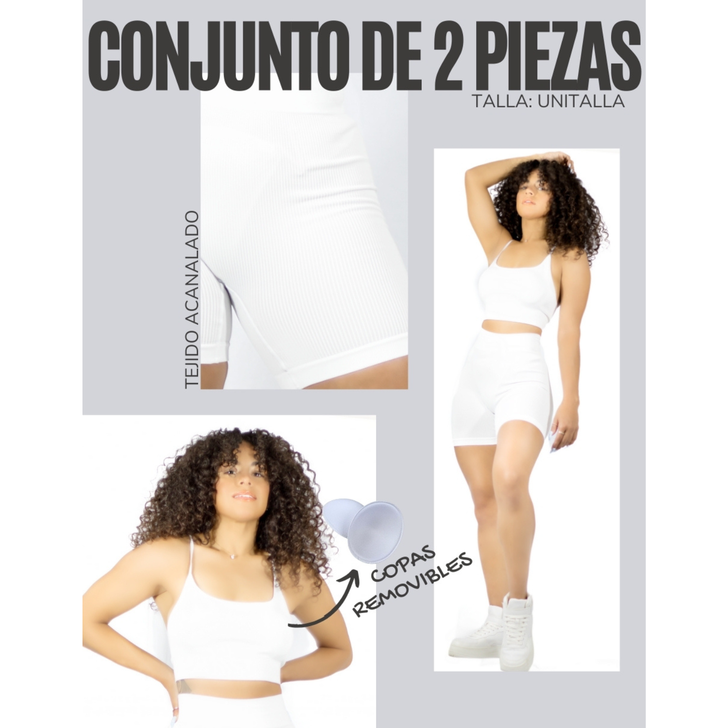 Foto 6 pulgar | Conjunto Deportivo Short Biker Y Top Conj-050 Blanco Stretch Fit para Mujer
