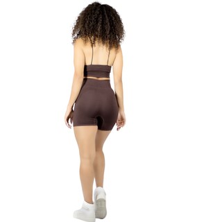 Foto 3 | Conjunto Deportivo Short Biker Y Top Conj-050 Café Stretch Fit para Mujer