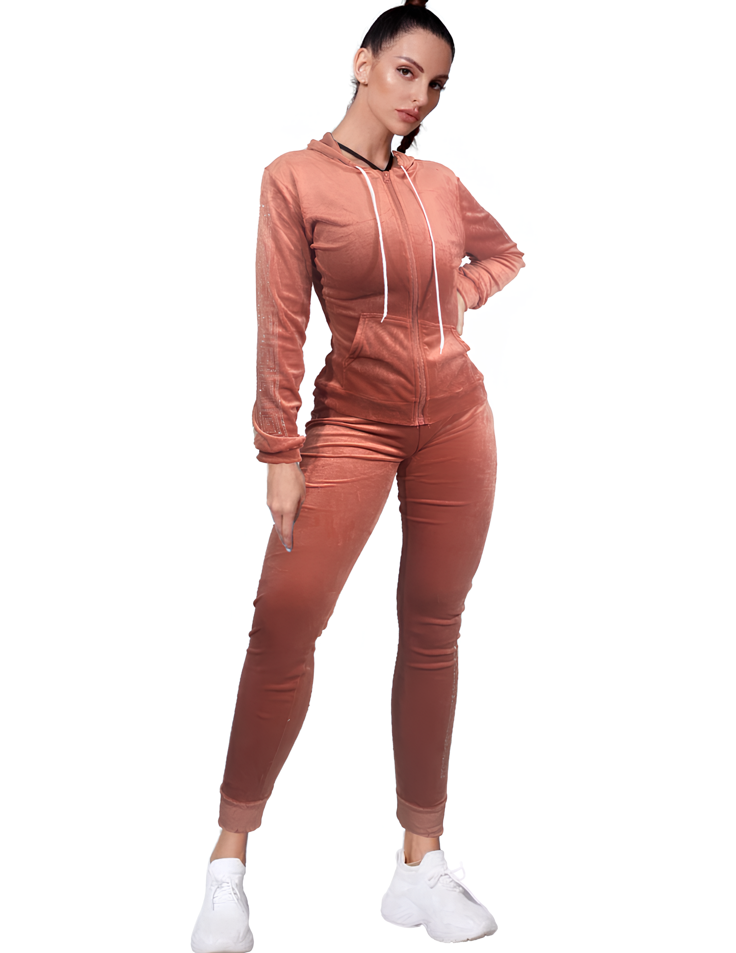 Conjunto Pants y Sudadera de Mujer Conj-038 Coral Aterciopelado