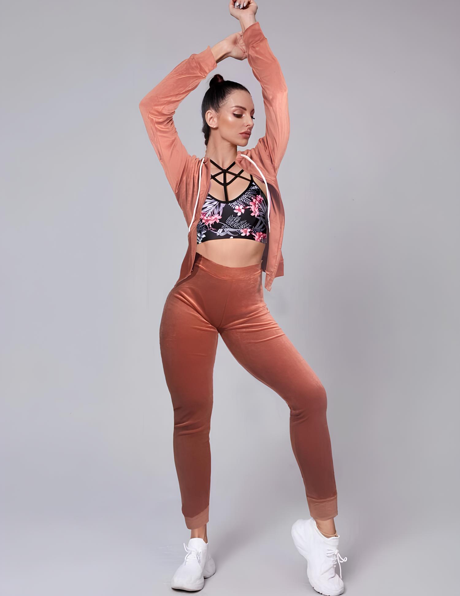 Foto 3 pulgar | Conjunto Pants y Sudadera de Mujer Conj-038 Coral Aterciopelado