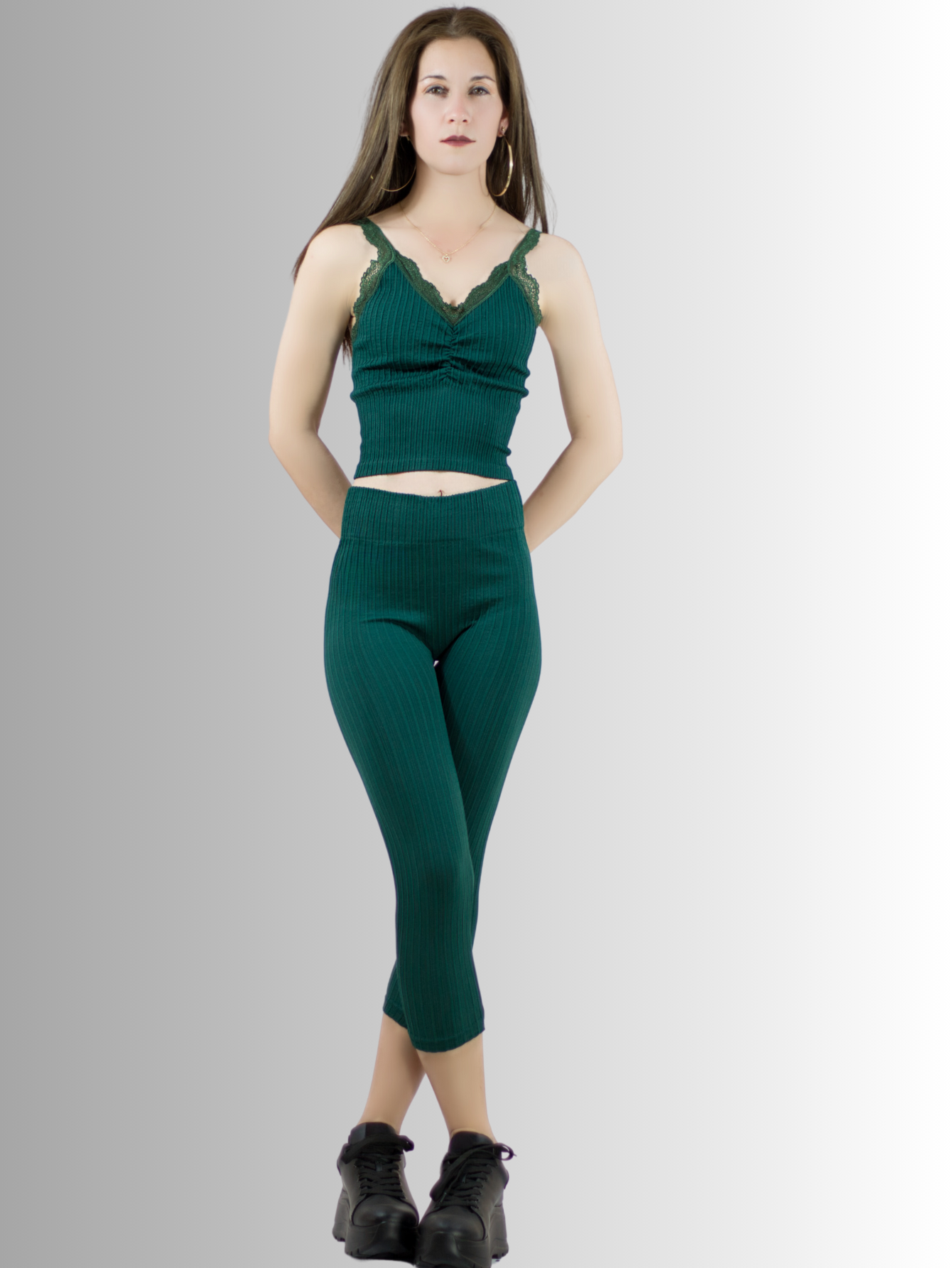 Foto 2 | Set de Cabri y Blusa Stretch Conj-060 Verde Para Mujer