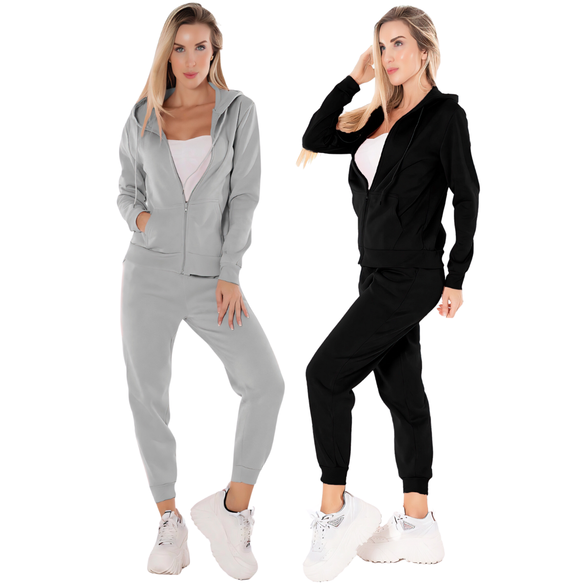 Foto 2 pulgar | Set De 2 Conjuntos 2 Pants Y 2 Sudaderas Conj-07 Negro Y Gris Termico