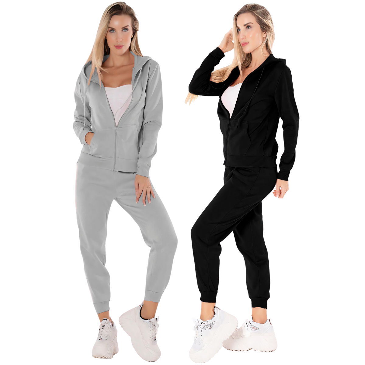 Set De 2 Conjuntos 2 Pants Y 2 Sudaderas Conj-07 Negro Y Gris Termico