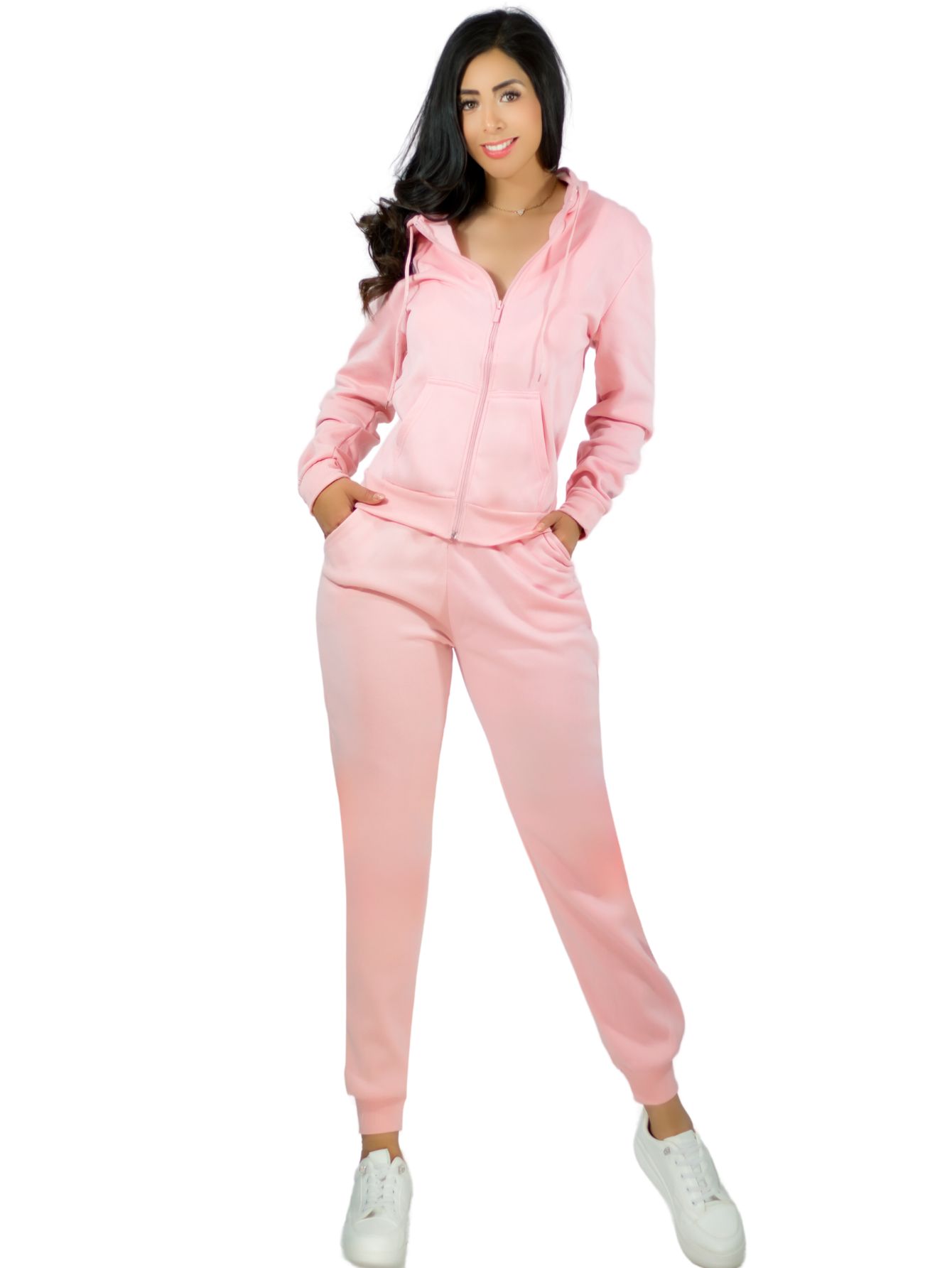 Conjunto Mujer Térmico Pant Y Sudadera Capucha Conj-07 Color Rosa Claro Set De Pants