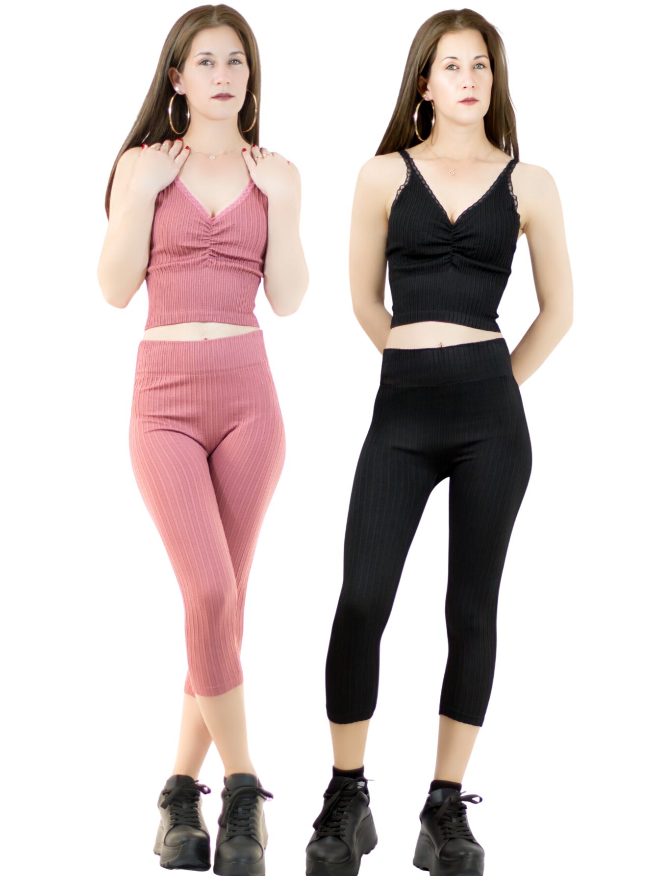Pack De Dos Set Capri Y Blusa Stretch Conj-060-px2 Colores Variados Para Mujer