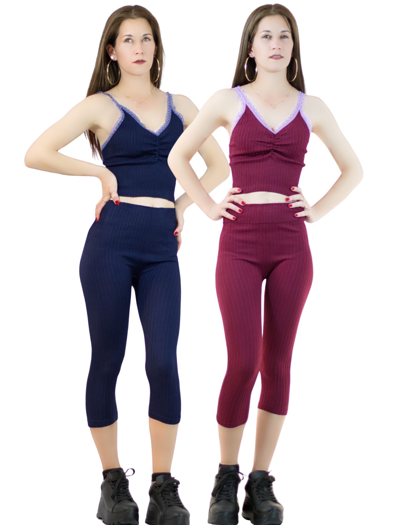 Foto 2 pulgar | Pack De Dos Set Capri Y Blusa Stretch Conj-060-px2 Colores Variados Para Mujer
