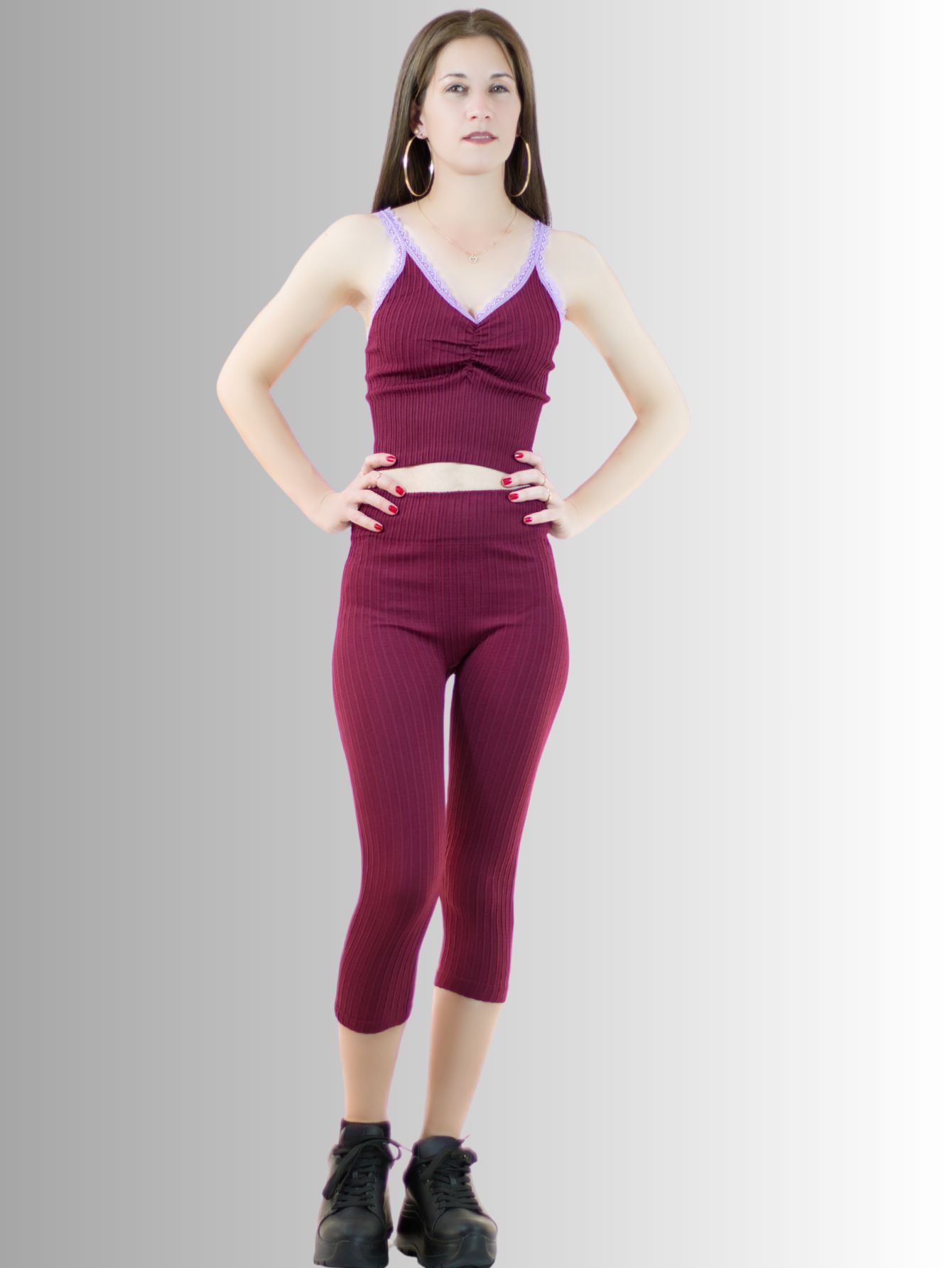 Foto 6 pulgar | Pack De Dos Set Capri Y Blusa Stretch Conj-060-px2 Colores Variados Para Mujer