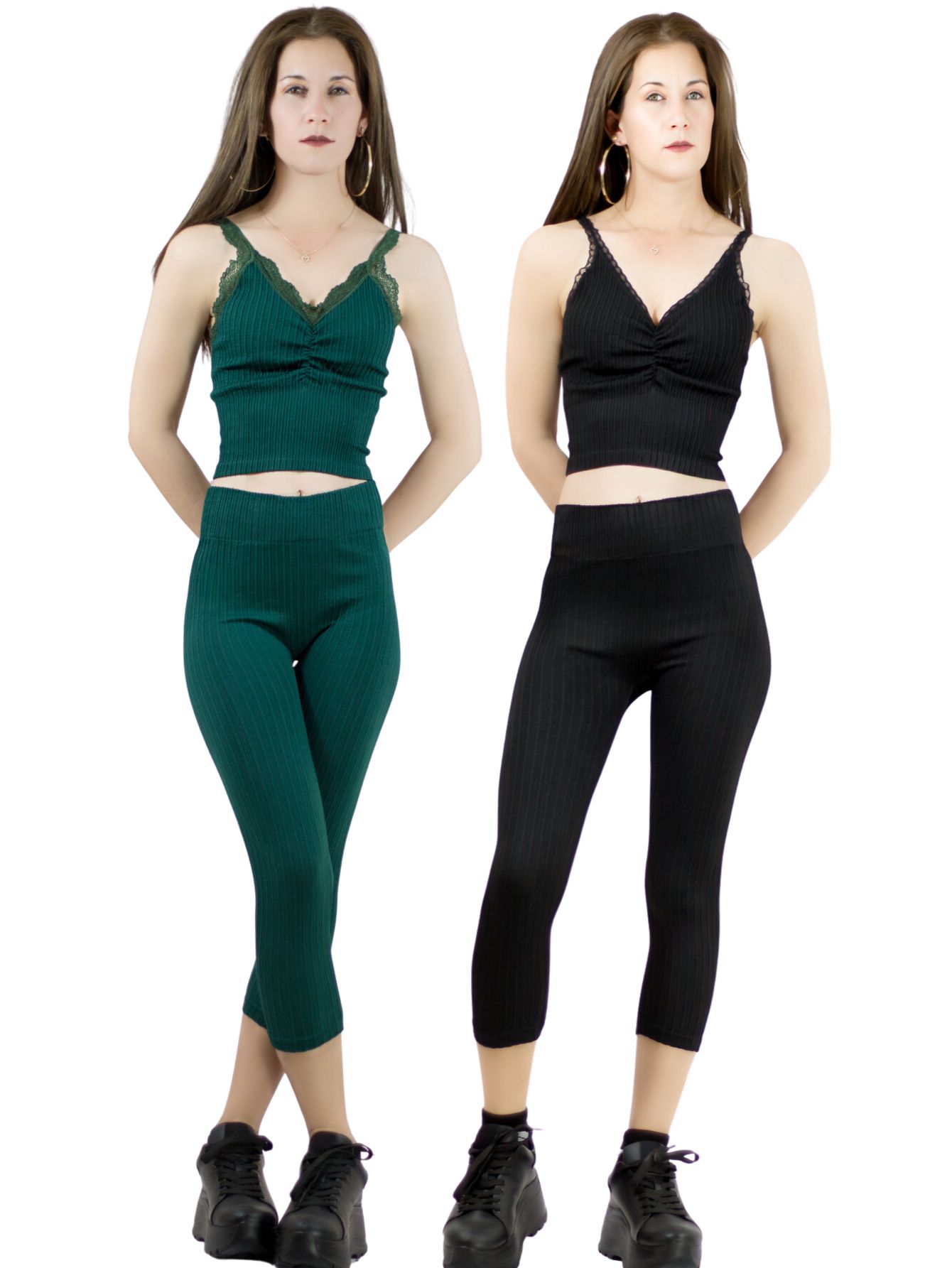 Pack De Dos Set Capri Y Blusa Stretch Conj-060-px2 Colores Variados Para Mujer