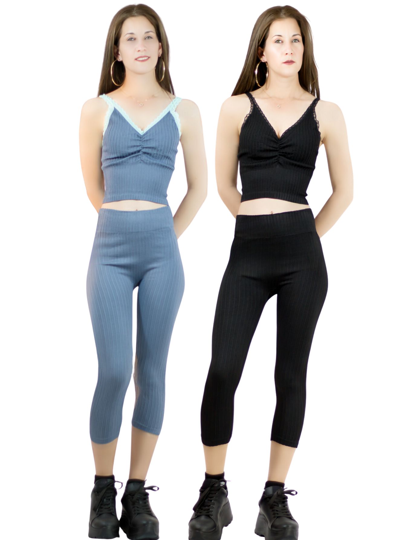 Pack De Dos Set Capri Y Blusa Stretch Conj-060-px2 Colores Variados Para Mujer