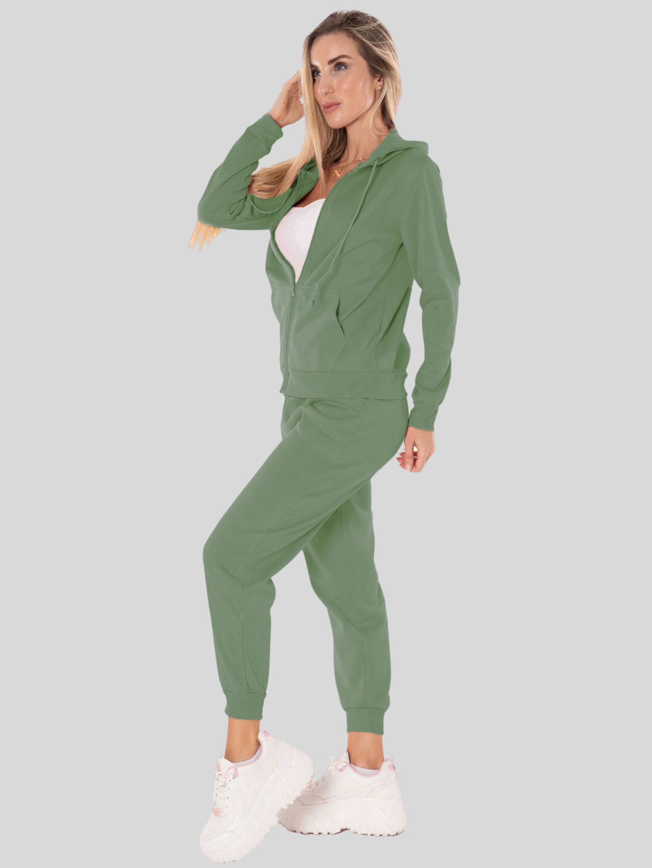 Foto 3 pulgar | Conjunto Pants Y Sudadera Conj-07 Verde Musgo Termico