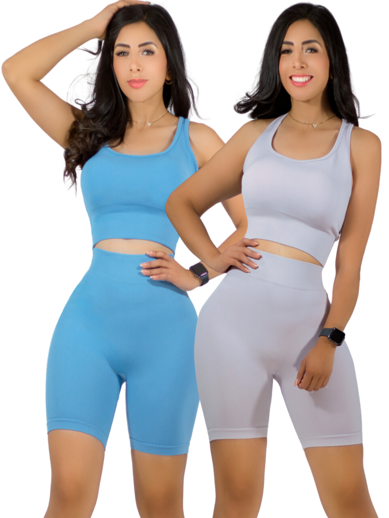 Set De 2 Conjunto Deportiva Mujer Short Y Blusa Conj-056 Surtido En Color Stretch Fit Push Up