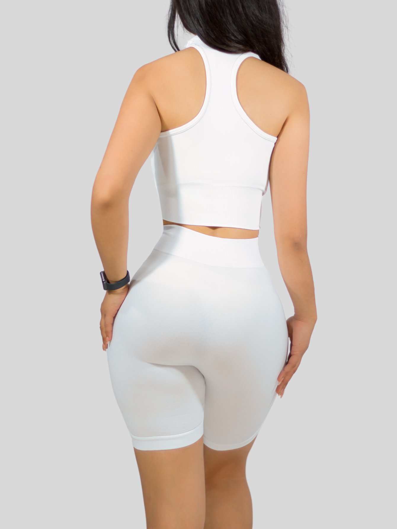 Foto 6 pulgar | Conjunto Deportiva Mujer Short Y Blusa Conj-056 Blanco Stretch Fit Push Up