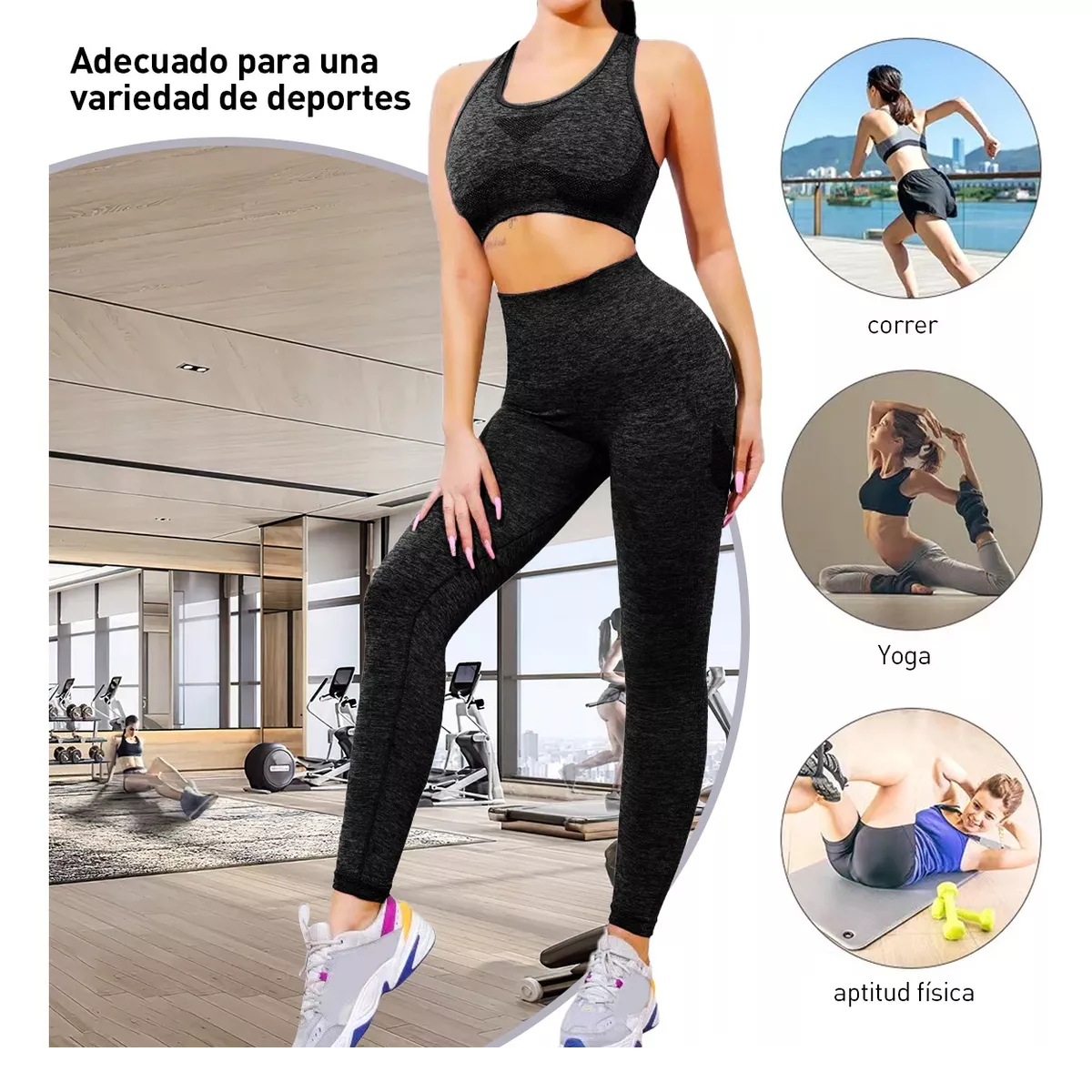 Foto 4 pulgar | Traje Deportivo Para Mujer, Camiseta Deportiva Y Pantalones Talla L/xl Eo Safe Imports Esi-15907 Negro