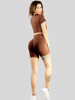 Foto 3 | Set De Dos Conjunto Deportivo De Mujer De Short Y Blusa Conj-066 Variedad De Colores Stretch Push Up