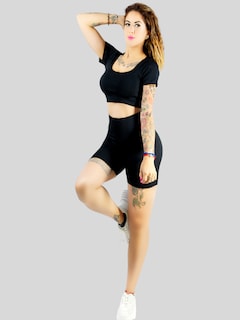 Foto 5 | Set De Dos Conjunto Deportivo De Mujer De Short Y Blusa Conj-066 Variedad De Colores Stretch Push Up
