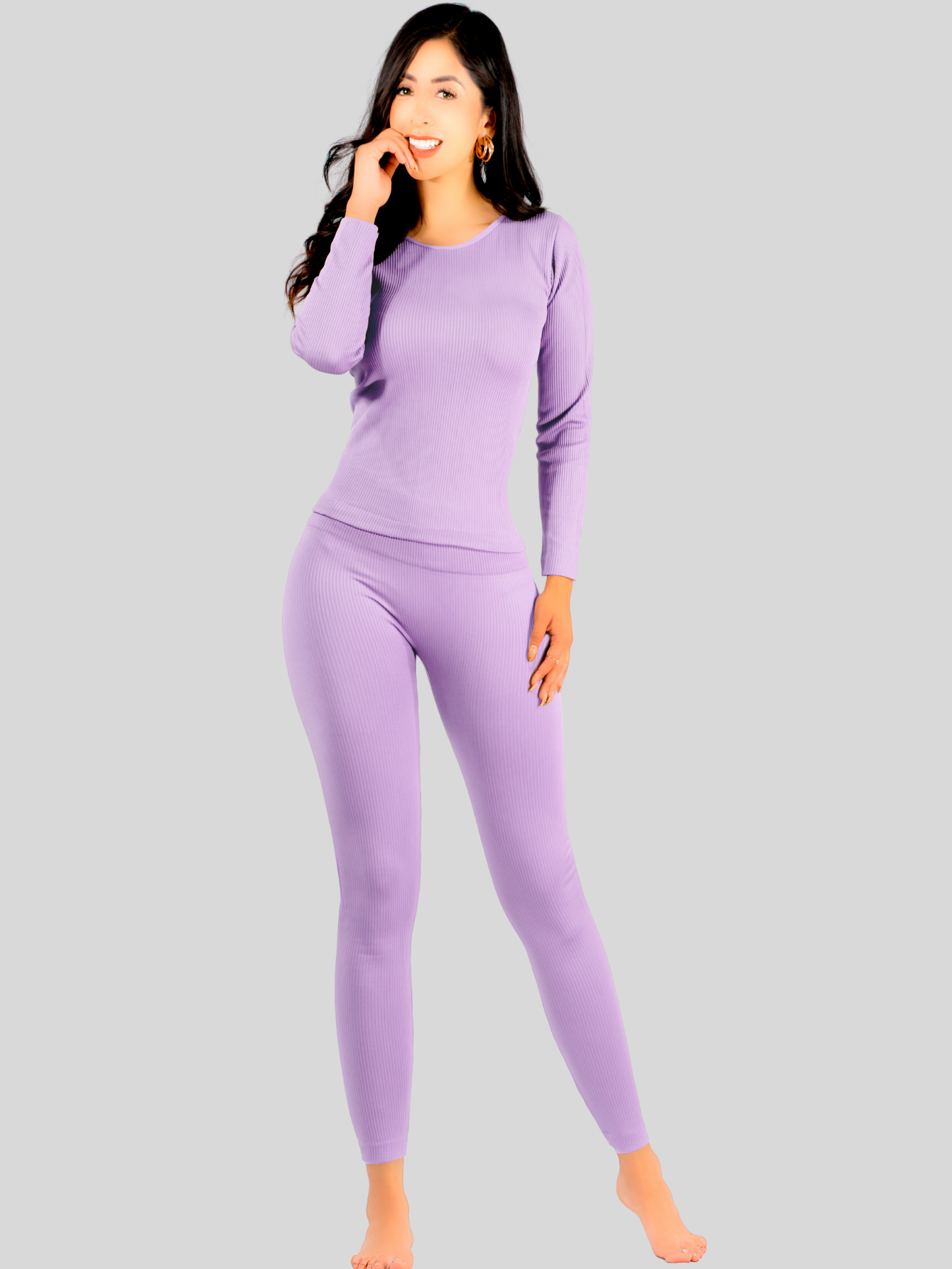 Foto 2 | Conjunto Térmico Mujer Pijamas Blusa Y Legging Conj-024-3 Lila Piyama Pyjama
