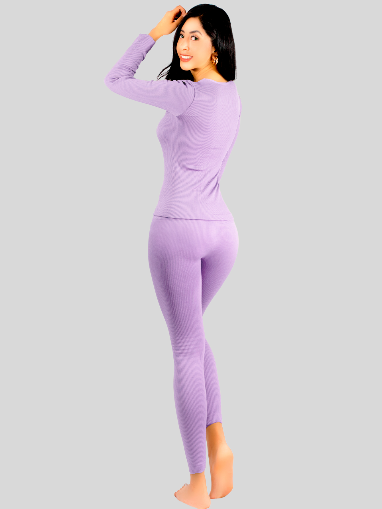 Foto 3 | Conjunto Térmico Mujer Pijamas Blusa Y Legging Conj-024-3 Lila Piyama Pyjama
