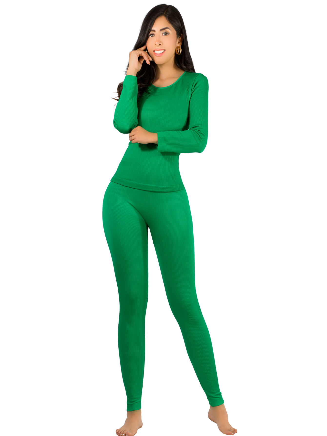 Conjunto Térmico Mujer Pijamas Blusa Y Legging Conj-024-3 Verde Piyama Pyjama