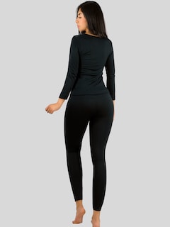 Foto 3 | Conjunto Térmico Mujer Pijamas Blusa Y Legging Conj-024-3 Negro Piyama Pyjama