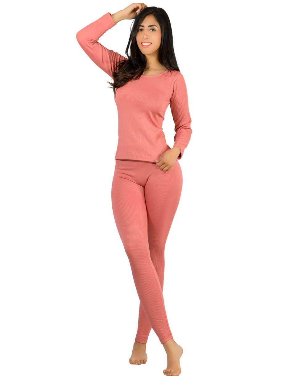 Conjunto Térmico Mujer Pijamas Blusa Y Legging Conj-024-3 Rosa Piyama Pyjama