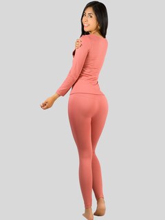 Foto 3 | Conjunto Térmico Mujer Pijamas Blusa Y Legging Conj-024-3 Rosa Piyama Pyjama