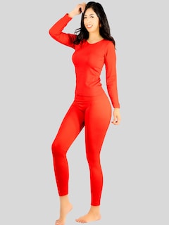 Foto 2 | Conjunto Térmico Mujer Pijamas Blusa Y Legging Conj-024-3 Rojo Piyama Pyjama