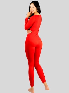 Foto 3 | Conjunto Térmico Mujer Pijamas Blusa Y Legging Conj-024-3 Rojo Piyama Pyjama