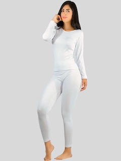 Foto 2 | Conjunto Térmico Mujer Pijamas Blusa Y Legging Conj-024-3 Blanco Piyama Pyjama