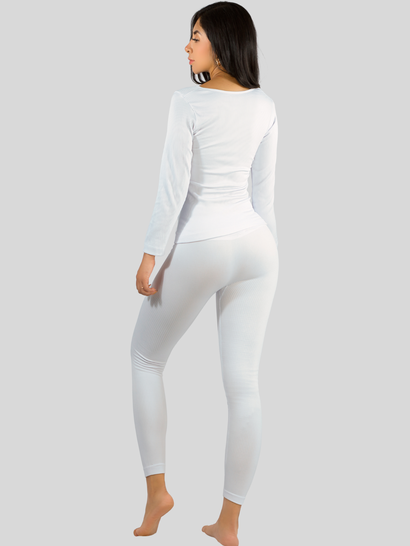 Foto 4 pulgar | Conjunto Térmico Mujer Pijamas Blusa Y Legging Conj-024-3 Blanco Piyama Pyjama